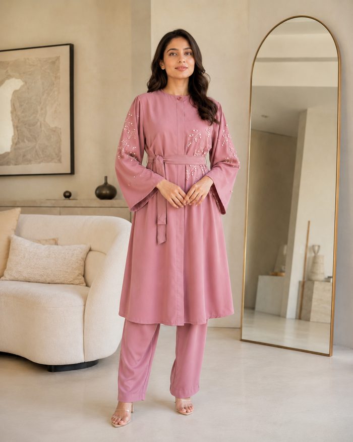 Elegant Mauve Pink Two-Piece Set