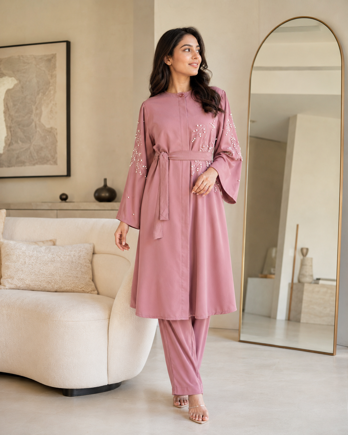 Elegant Mauve Pink Two-Piece Set