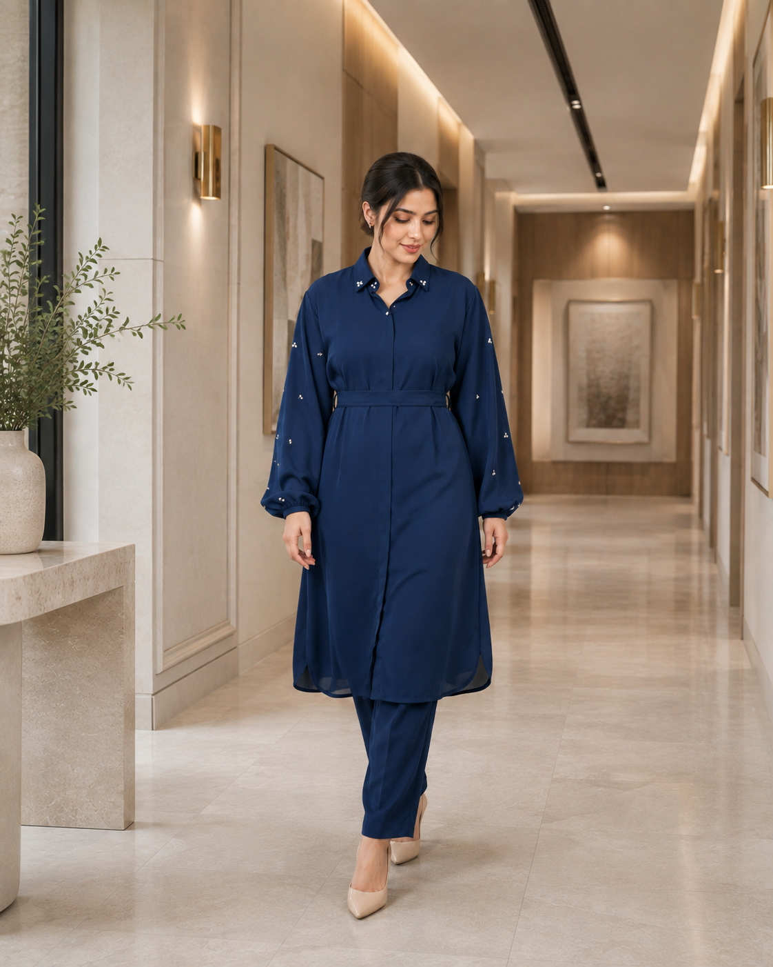 Elegant Navy Two-Piece Set