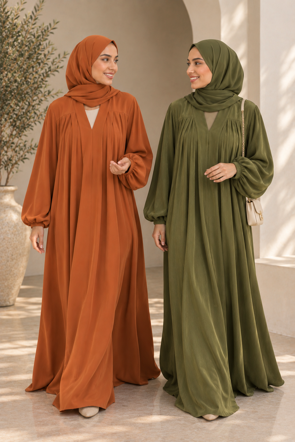 Terracotta Pleated Nida Abaya