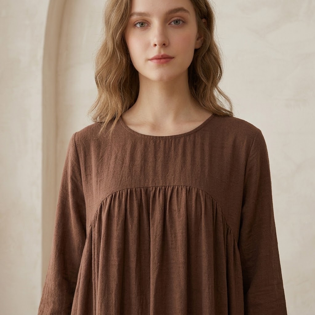 Coffee Brown Maxi Dress with Pockets