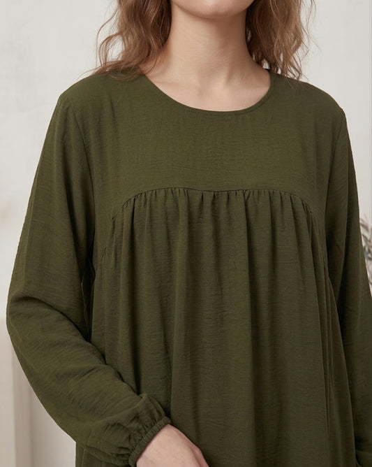 Olive Green Maxi Dress with Pockets