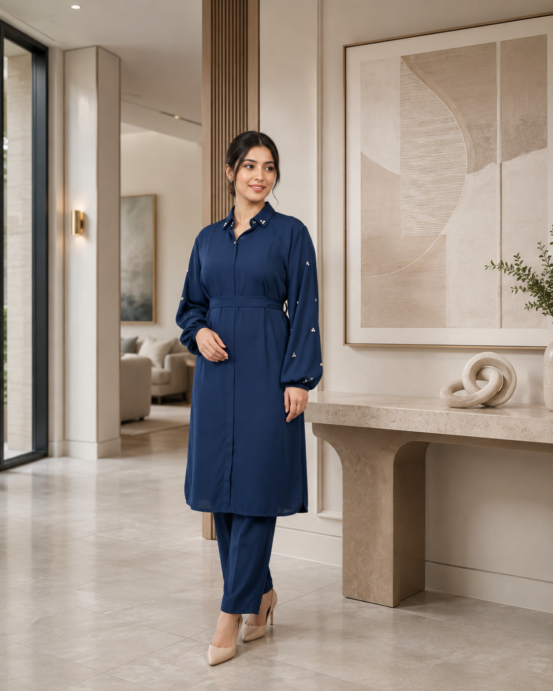 Elegant Navy Two-Piece Set