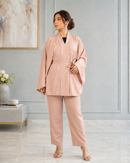 Elegant Light Dusty Pink Two-Piece Set One Size