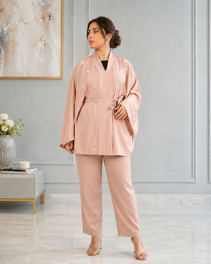 Elegant Light Dusty Pink Two-Piece Set One Size