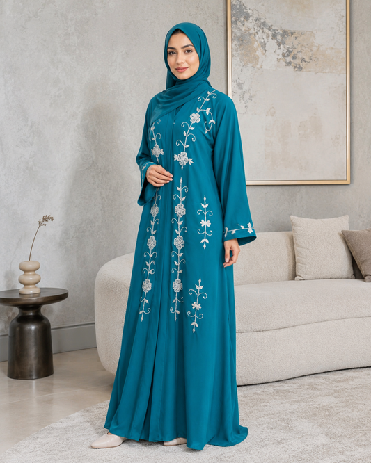 Feroza All-Over Embellished Abaya Set (3-Piece)
