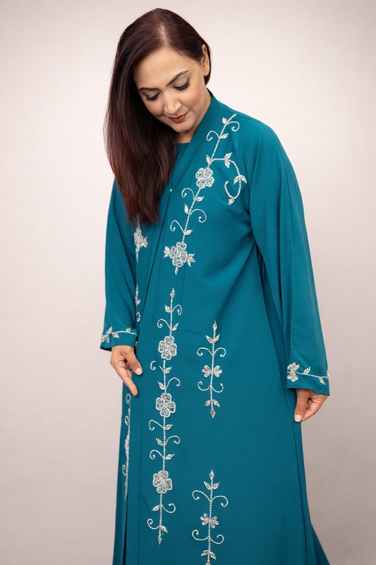Feroza All-Over Embellished Abaya Set (3-Piece)