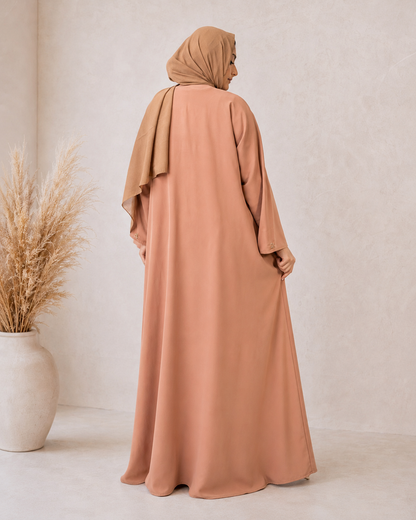 Serene Nude Abaya: Floral Crystal Embellished Edition