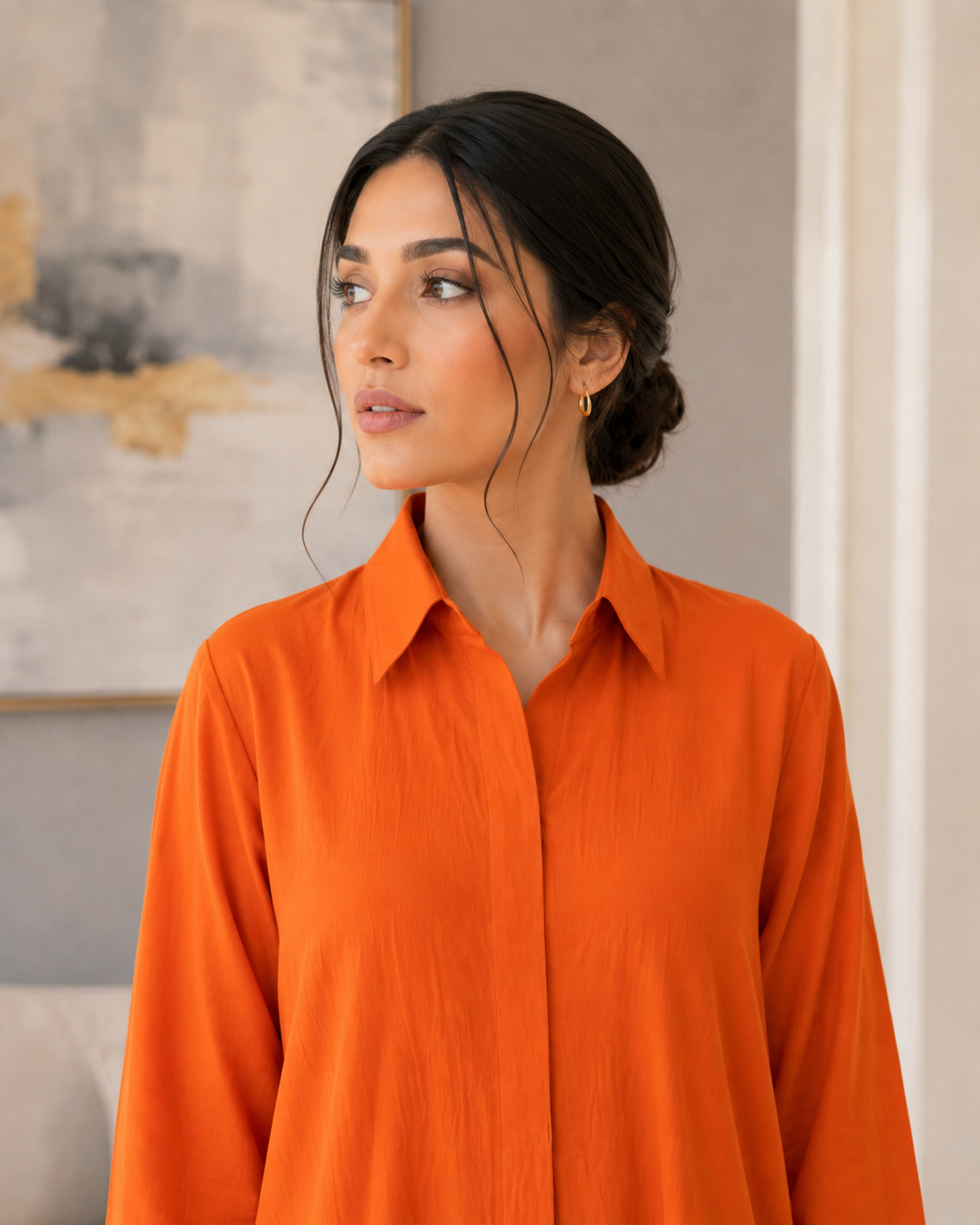 Orange Beaded Handwork 2-Piece Co-ords Set