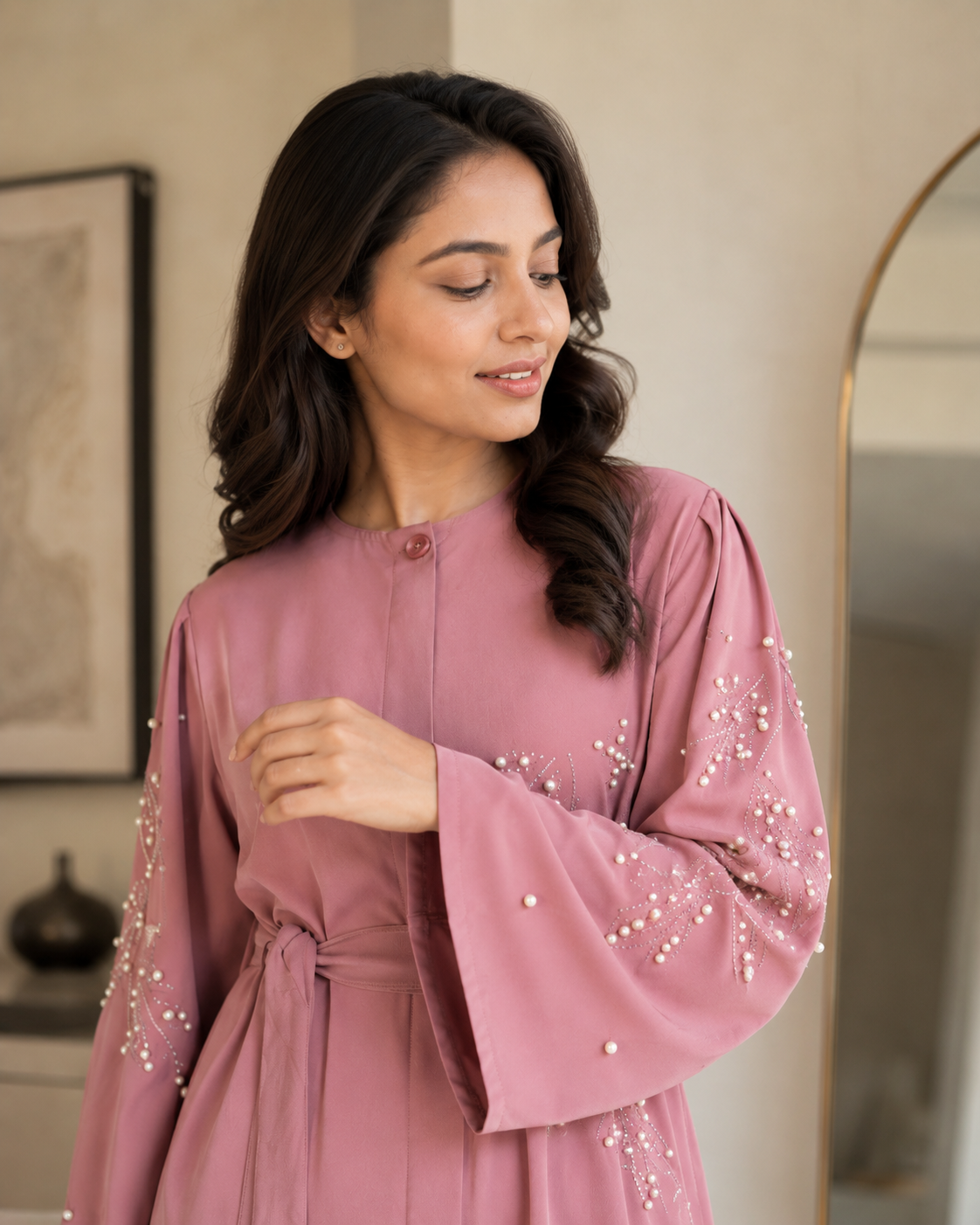 Elegant Mauve Pink Two-Piece Set