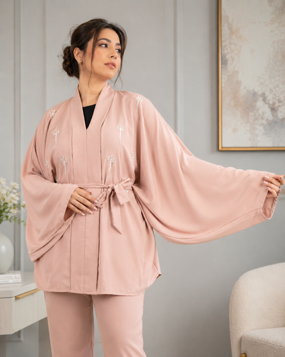 Elegant Light Dusty Pink Two-Piece Set One Size
