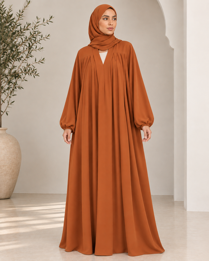 Terracotta Pleated Nida Abaya