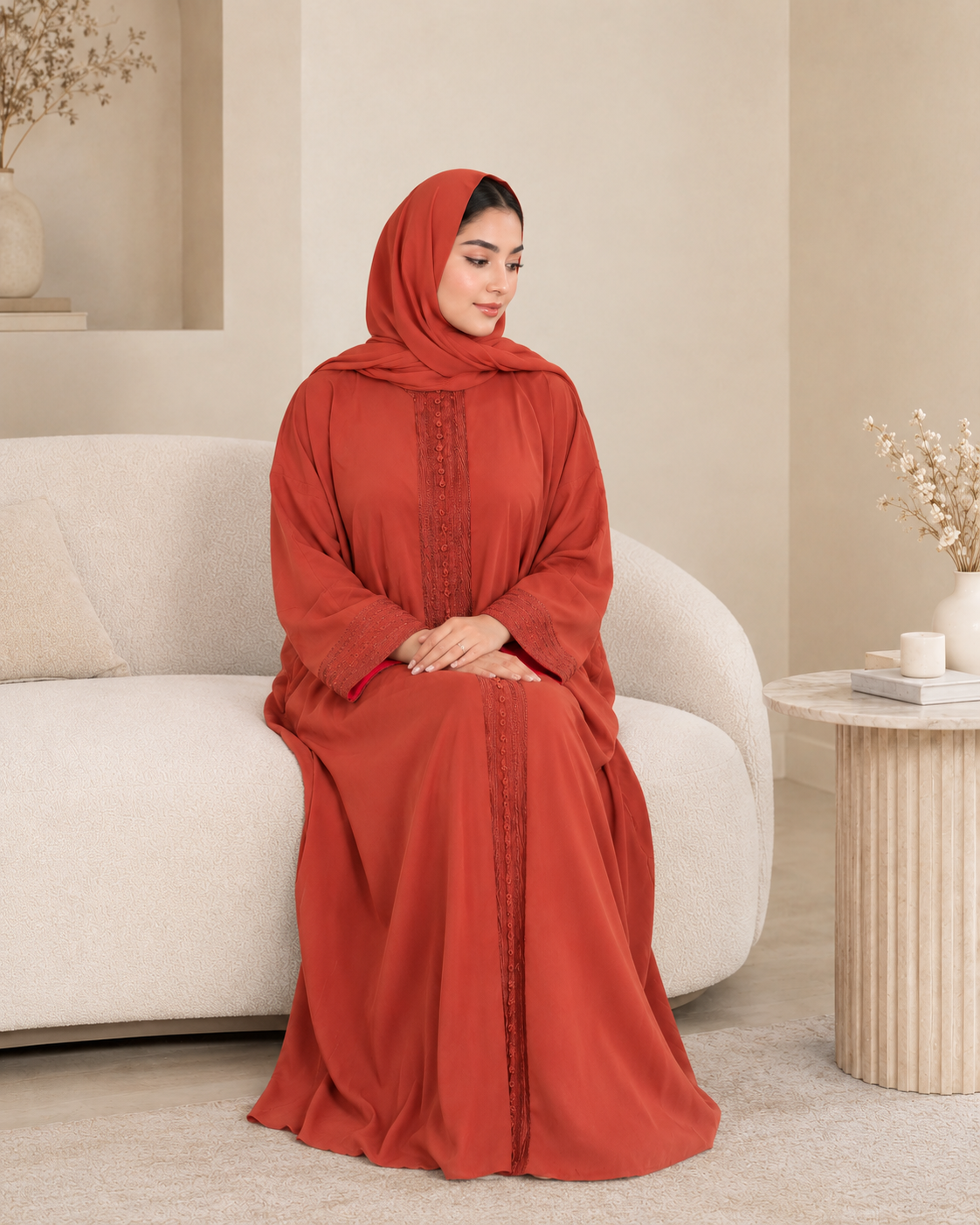 Terracotta Moroccan Kaftan Style Abaya