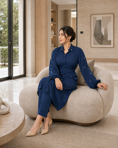 Elegant Navy Two-Piece Set