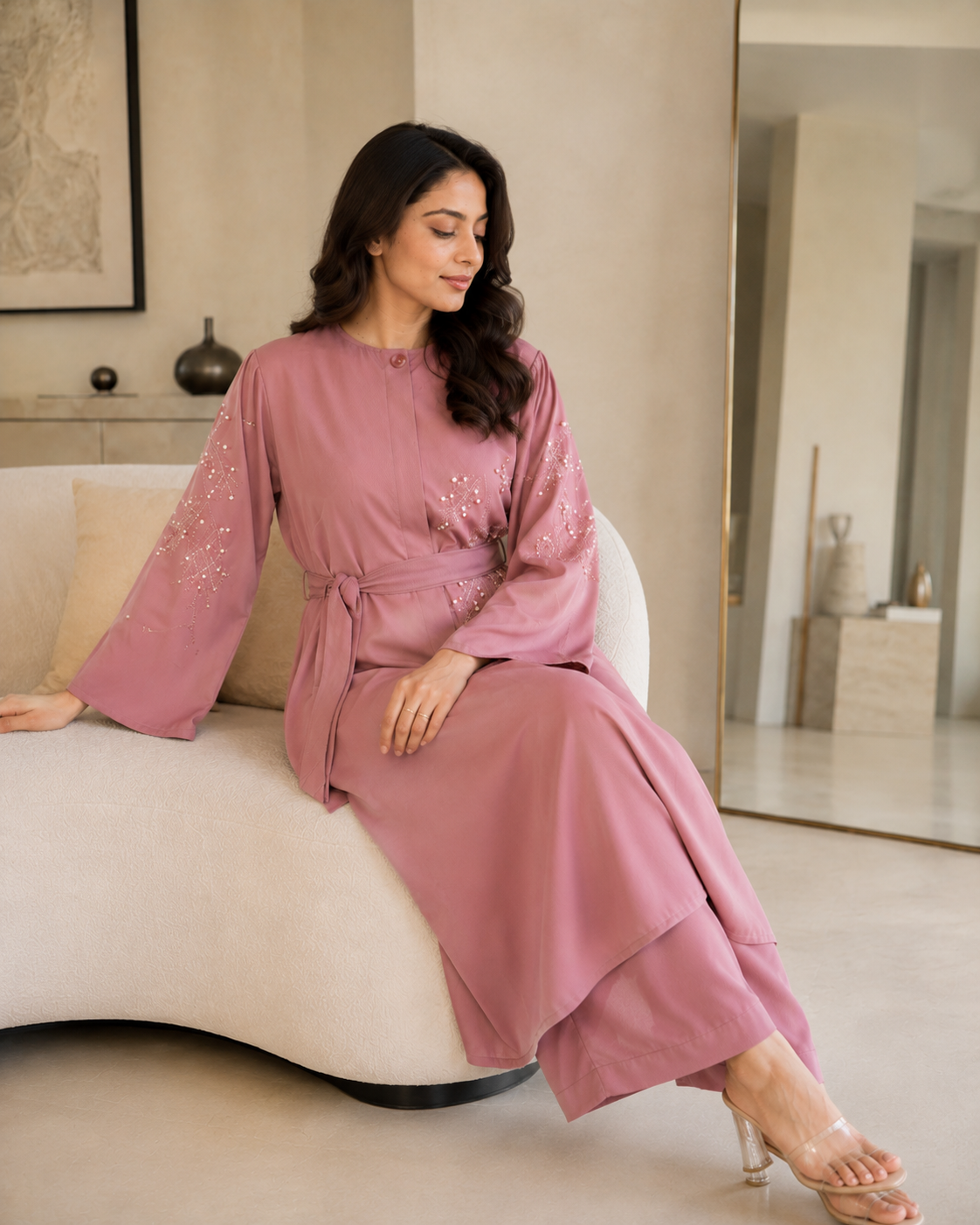 Elegant Mauve Pink Two-Piece Set