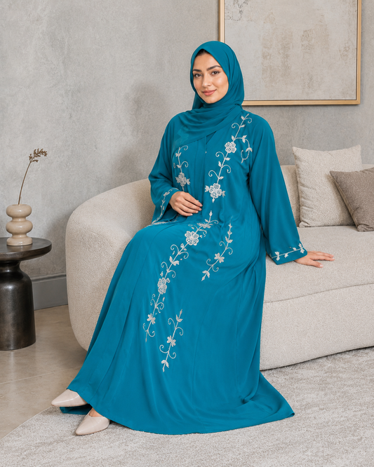 Feroza All-Over Embellished Abaya Set (3-Piece)