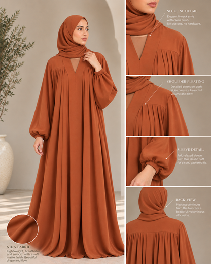 Terracotta Pleated Nida Abaya