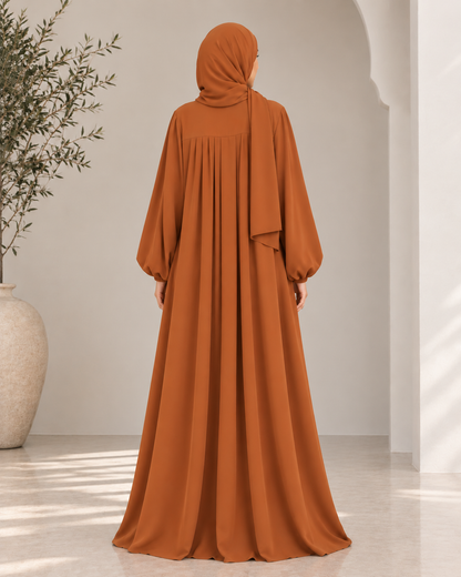 Terracotta Pleated Nida Abaya
