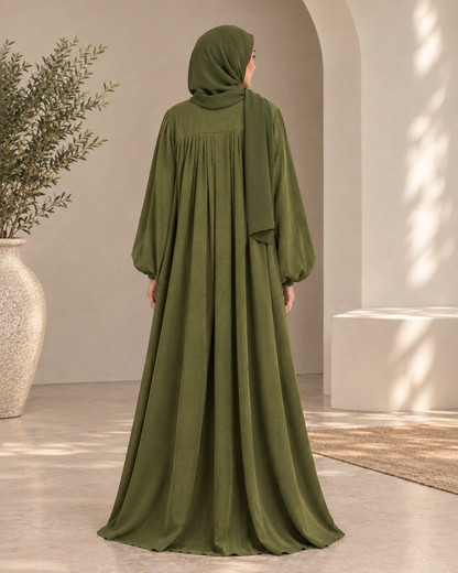 Olive Green Pleated Abaya