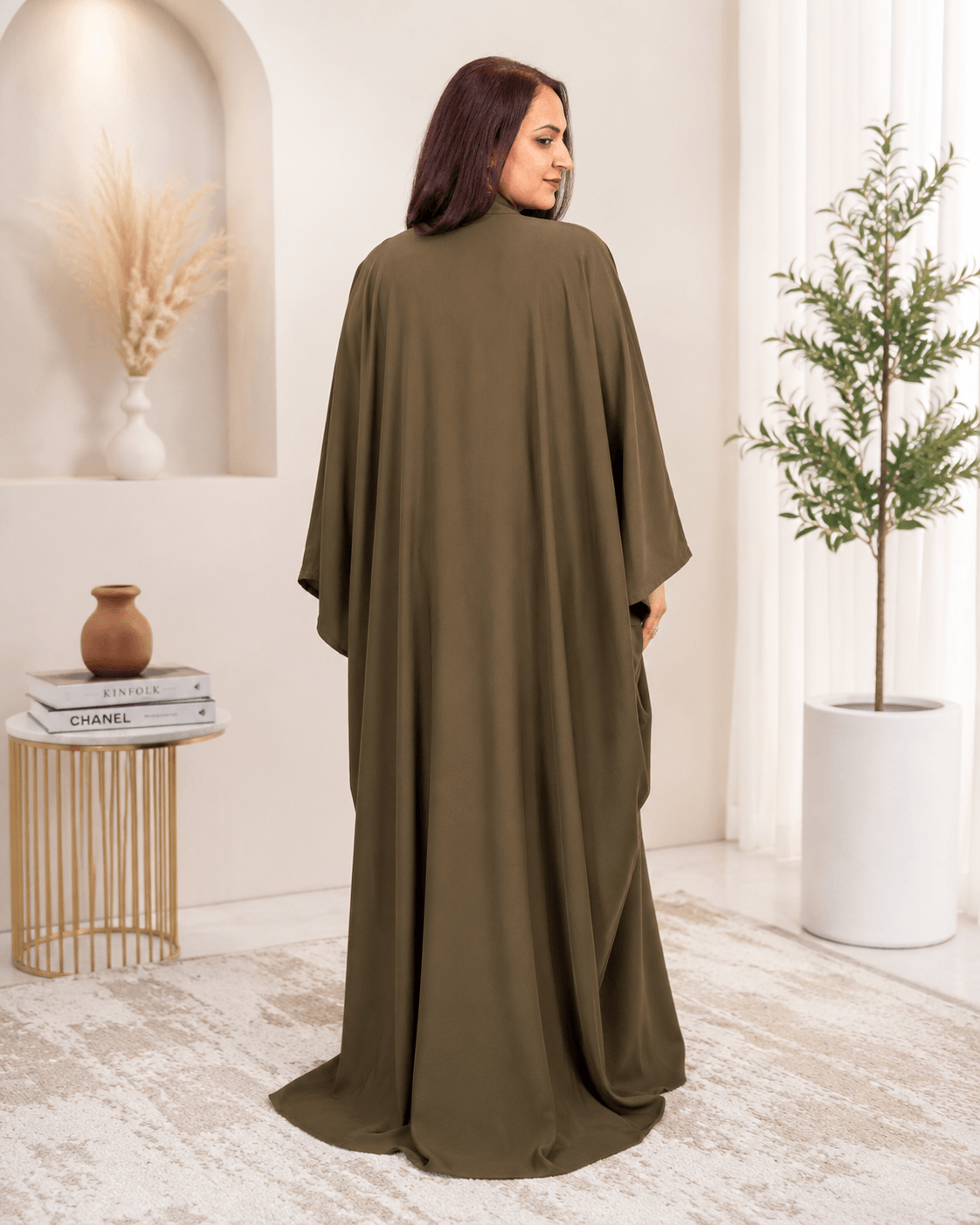 Army Green Handwork Abaya with Top and Pant