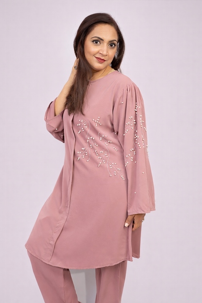 Elegant Mauve Pink Two-Piece Set