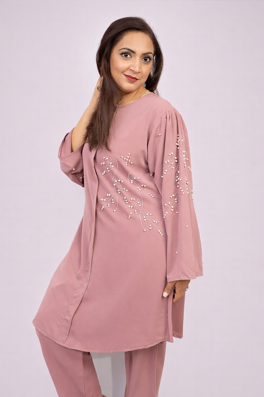 Elegant Mauve Pink Two-Piece Set