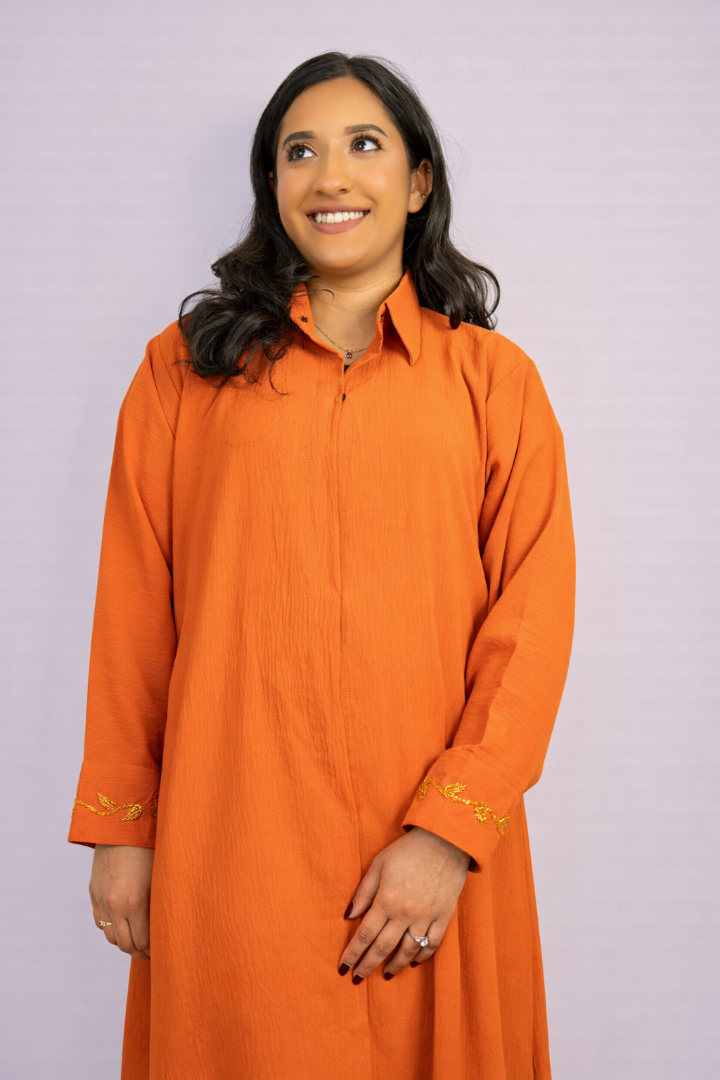 Orange Beaded Handwork 2-Piece Co-ords Set