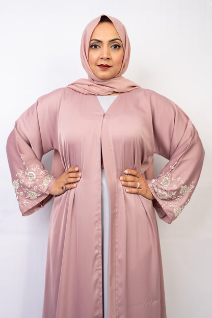 Pink Blush Rose Handwork Abaya Set