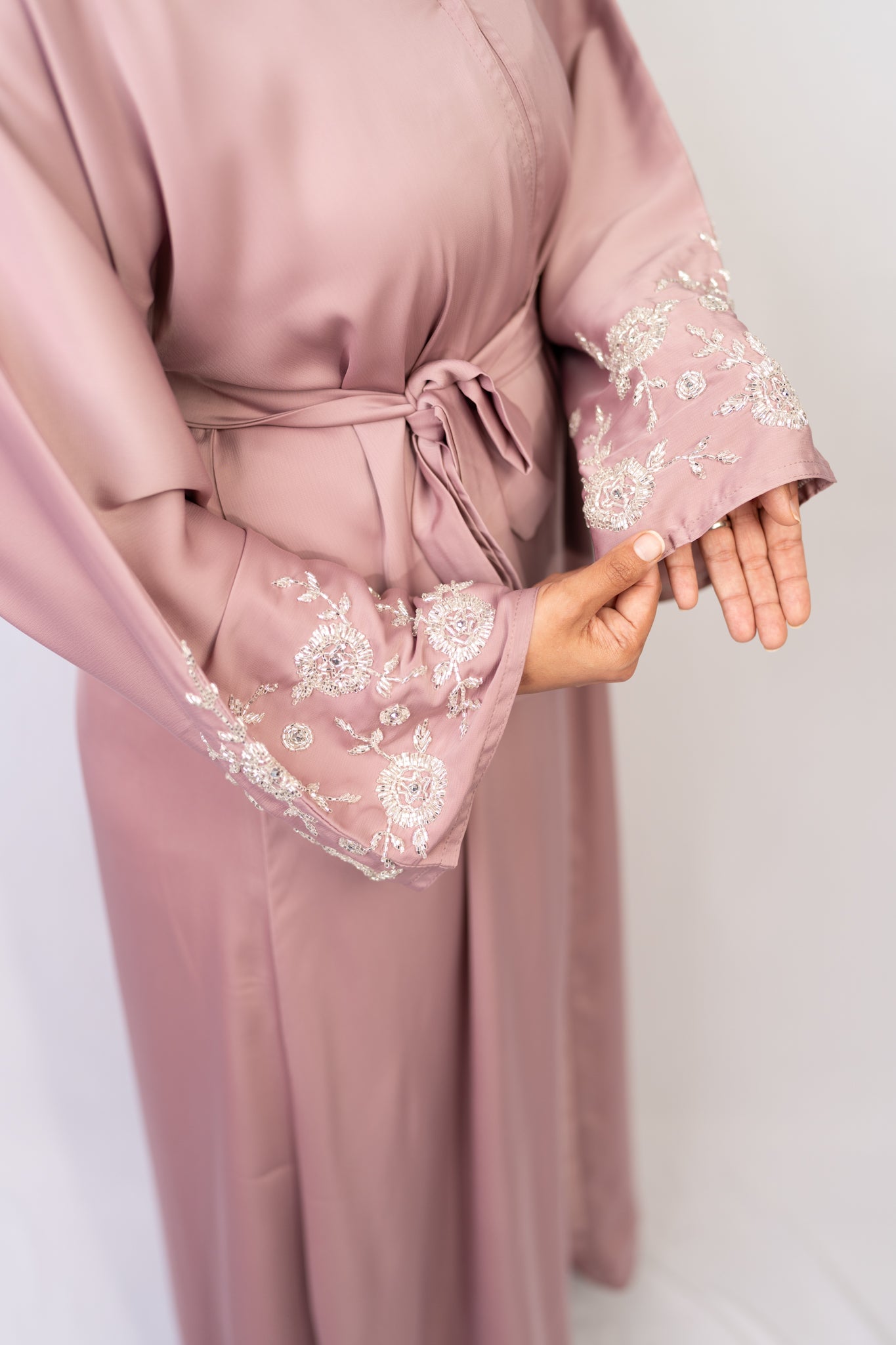 Pink Blush Rose Handwork Abaya Set