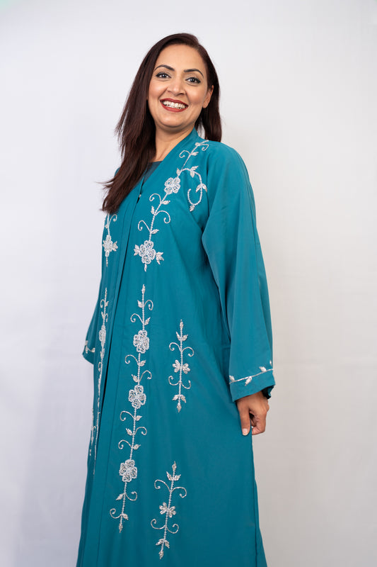 Feroza All-Over Embellished Abaya Set (3-Piece)