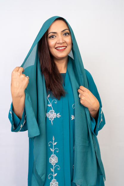 Feroza All-Over Embellished Abaya Set (3-Piece)