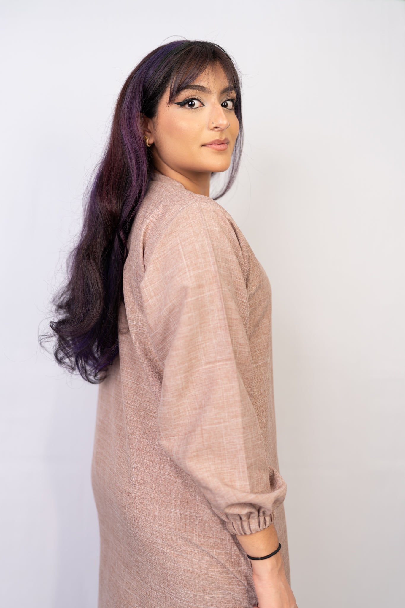 Nude Beige Button Down Two-Piece Set
