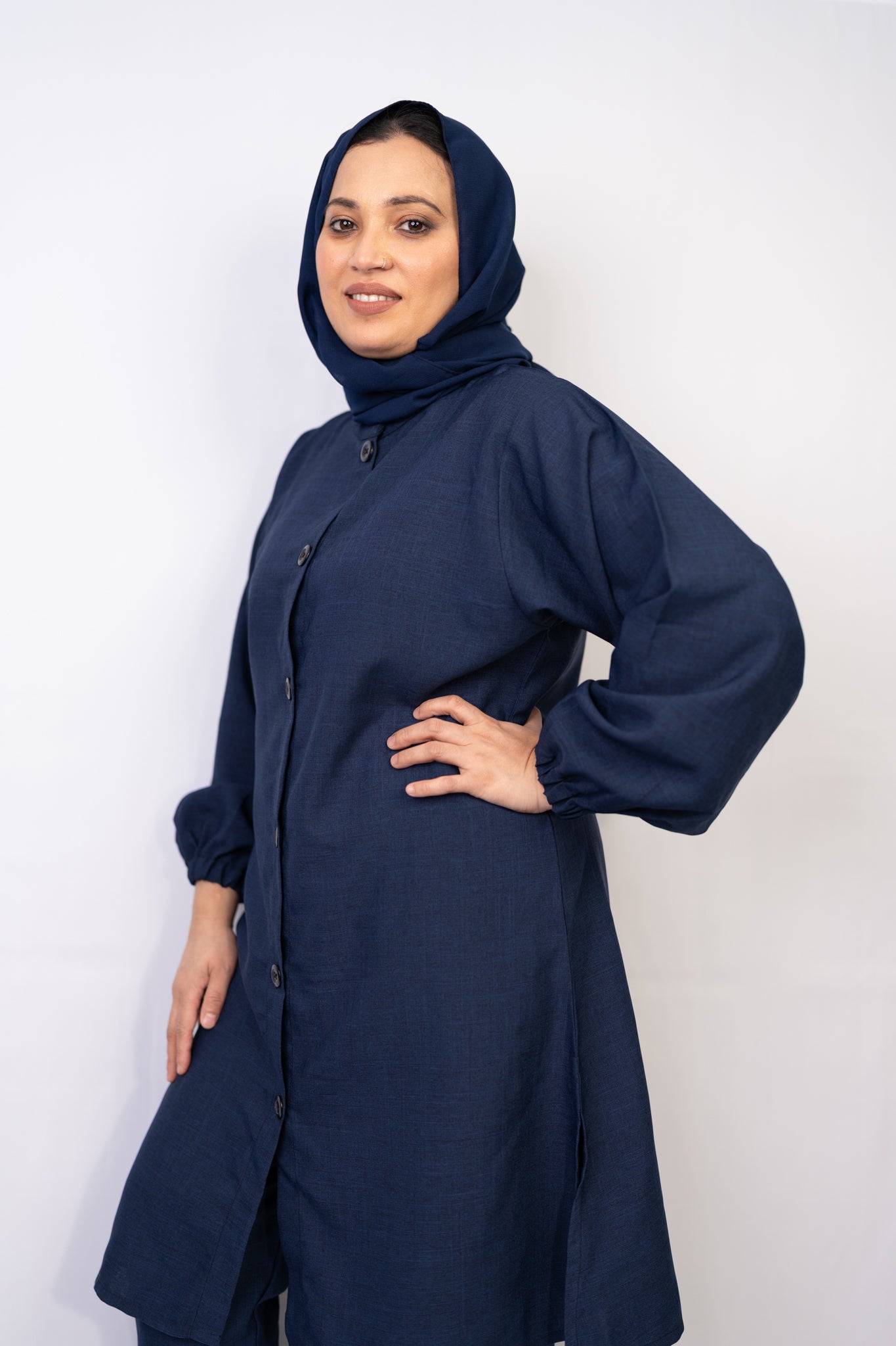 Navy Button Down Two-Piece Set