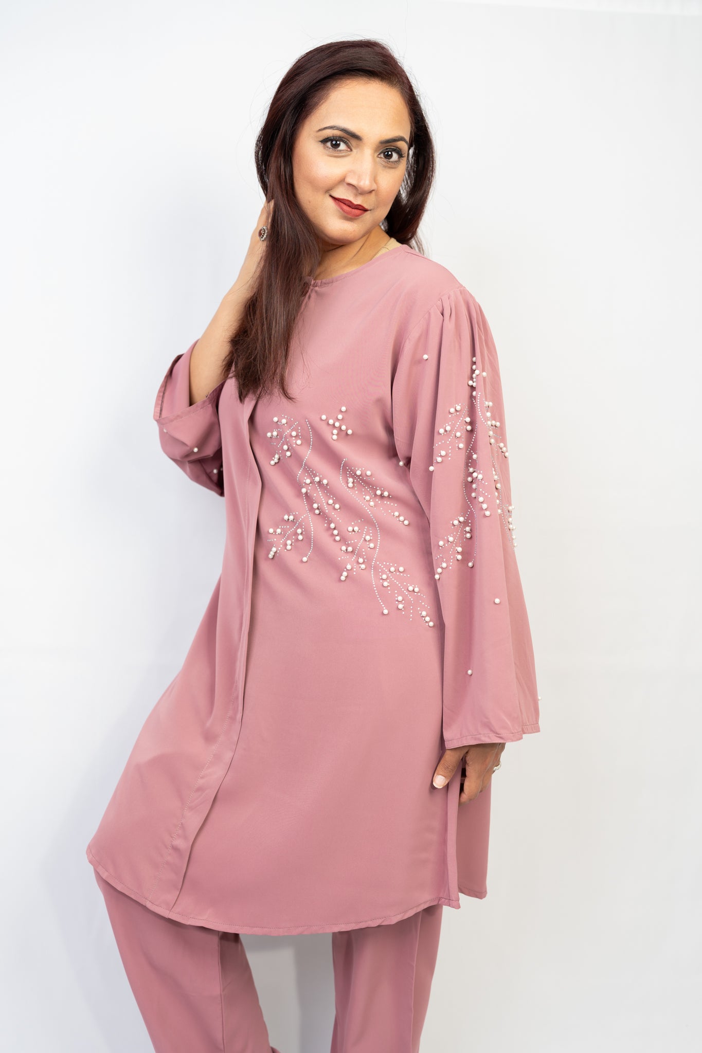 Elegant Mauve Pink Two-Piece Set