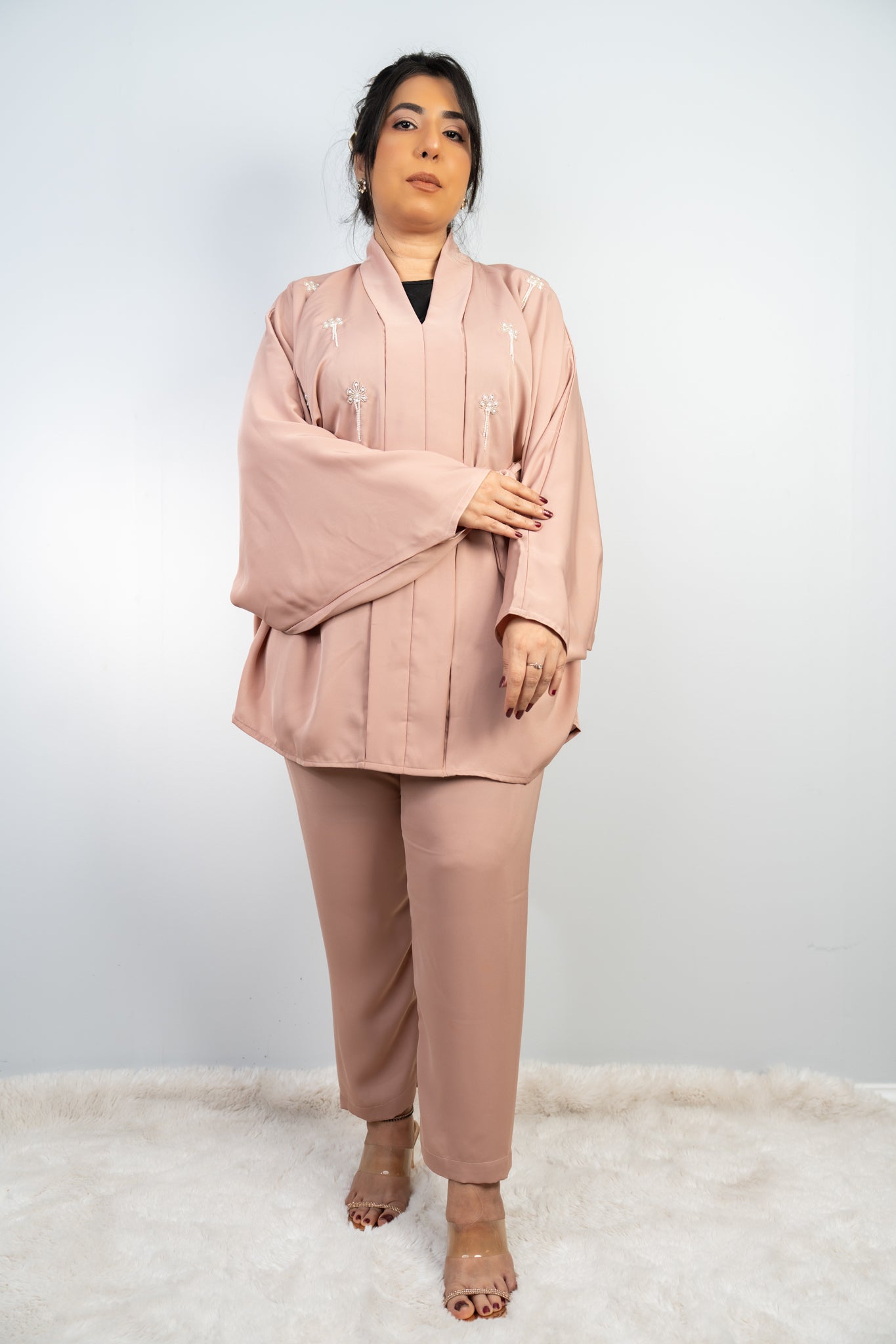 Elegant Light Dusty Pink Two-Piece Set One Size