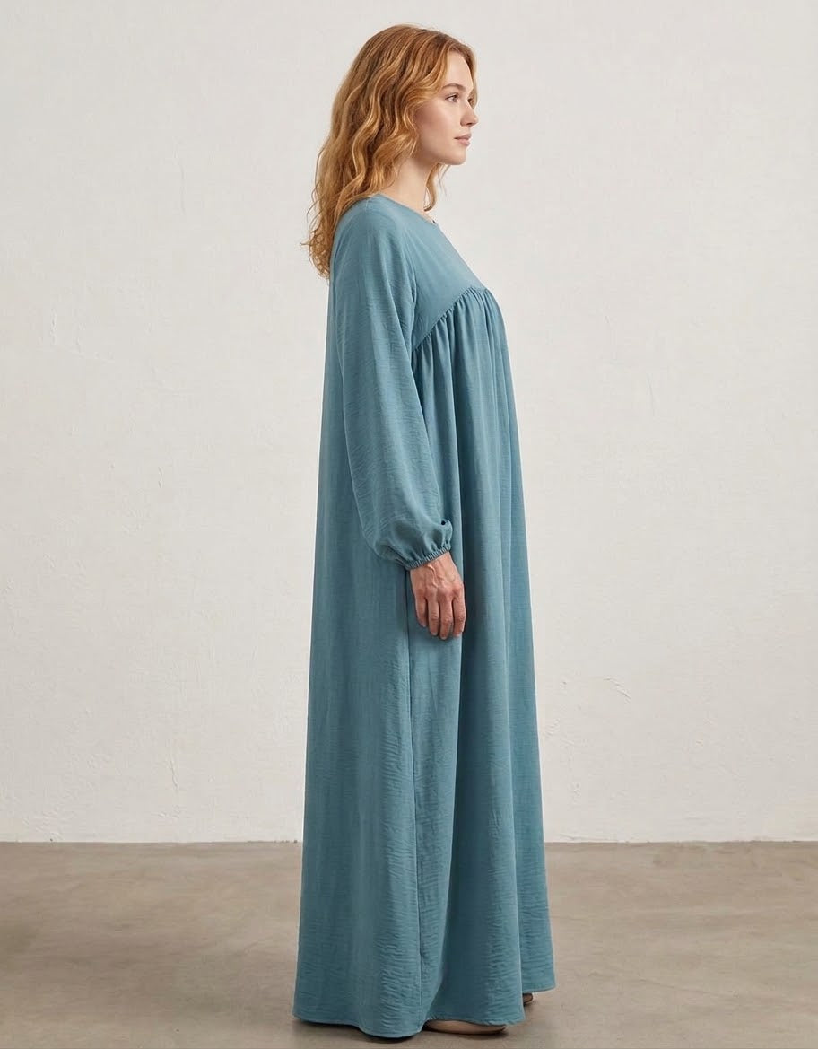 Dusty Blue Maxi Dress with Pockets