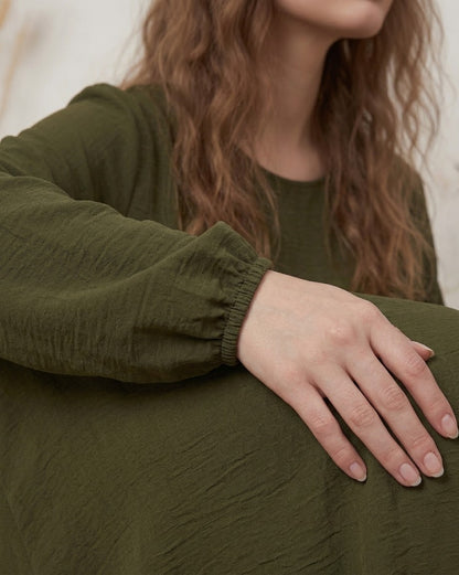 Olive Green Maxi Dress with Pockets