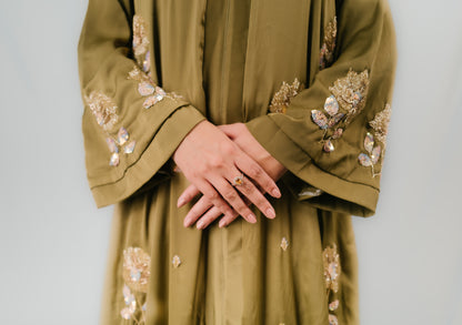Olive Green Karchupi Umbrella Abaya