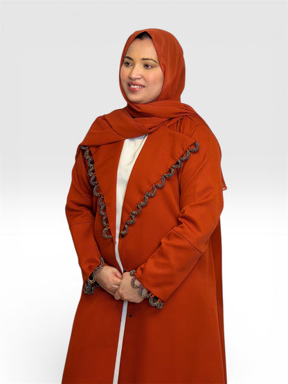 Burnt Orange Artisan Overcoat Abaya