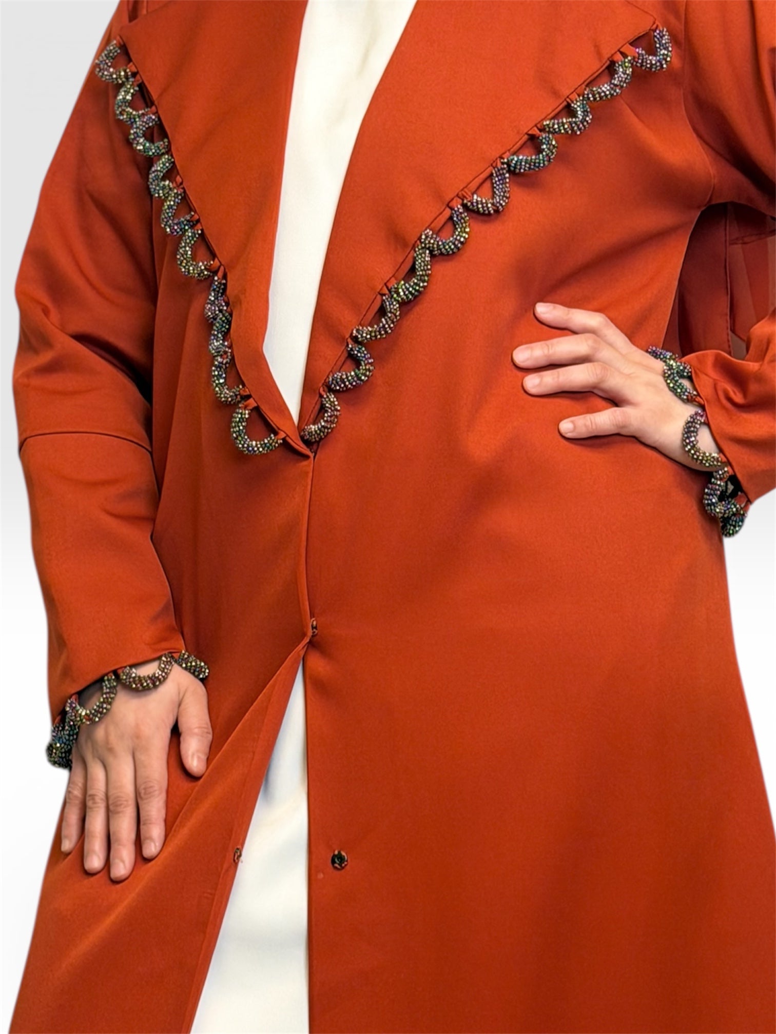 Burnt Orange Artisan Overcoat Abaya