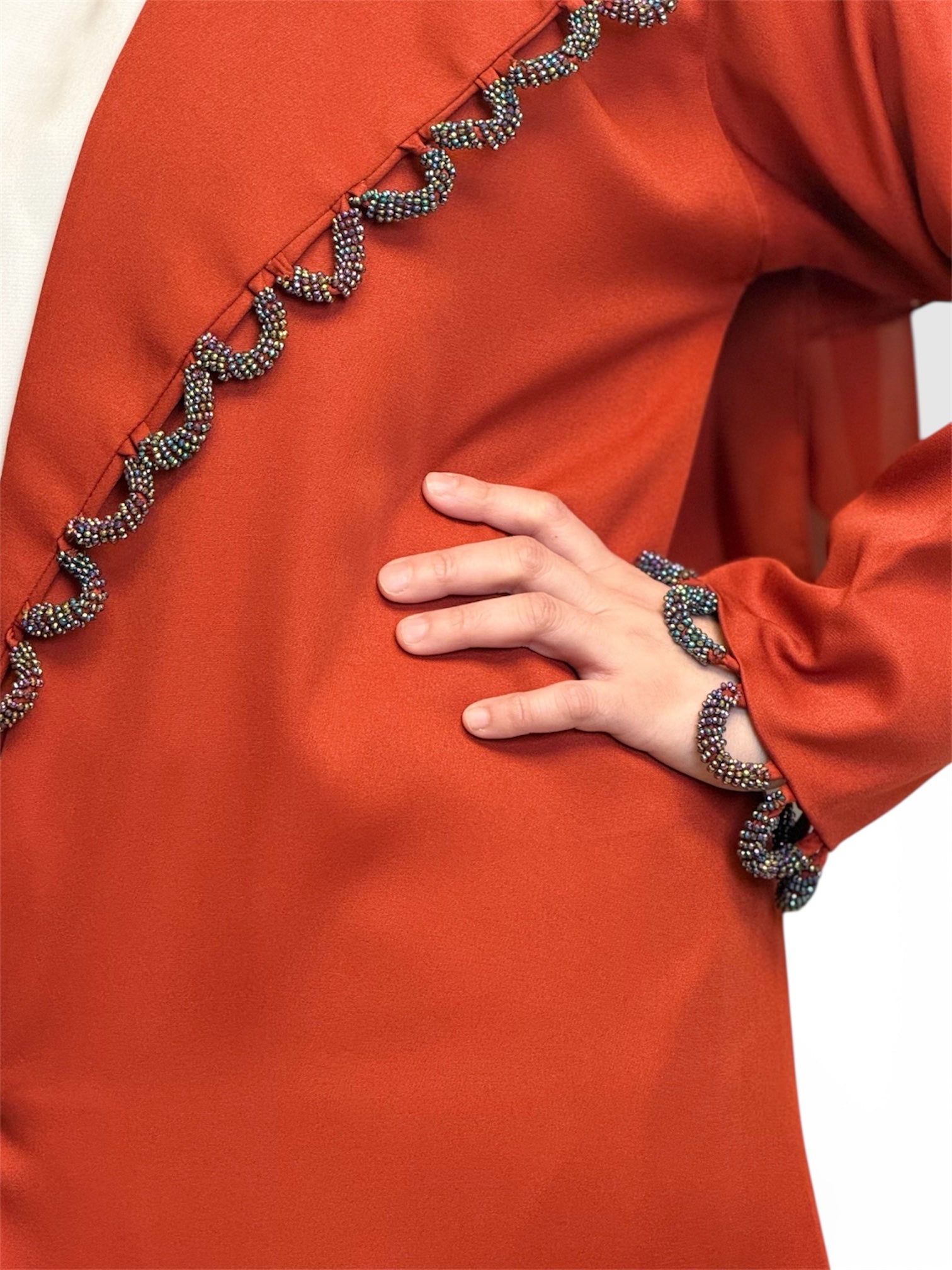 Burnt Orange Artisan Overcoat Abaya