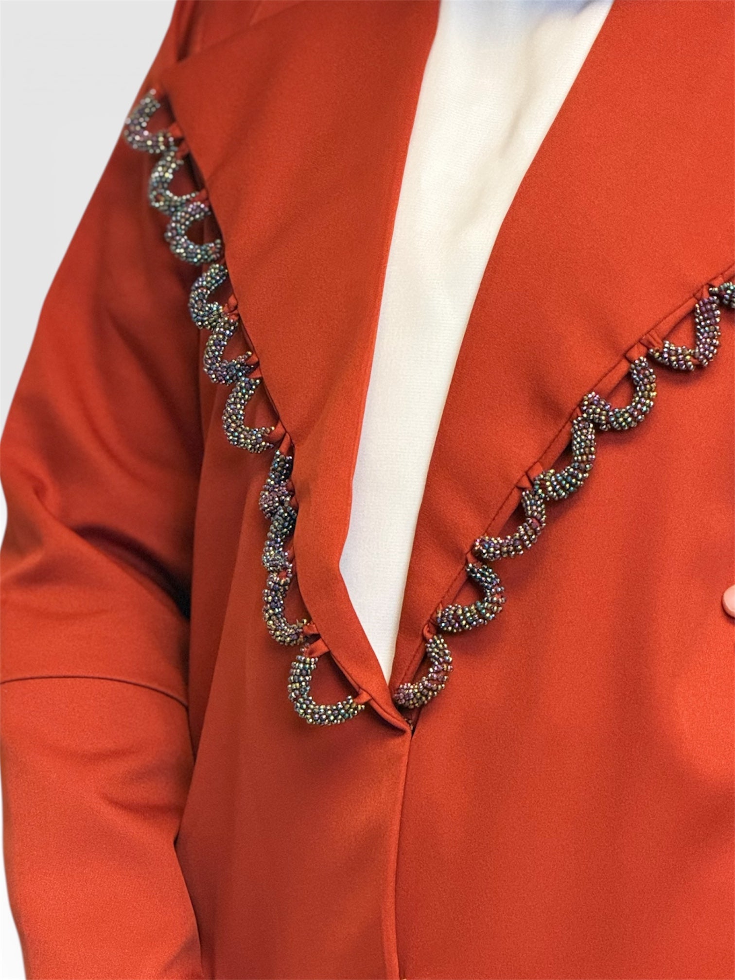Burnt Orange Artisan Overcoat Abaya