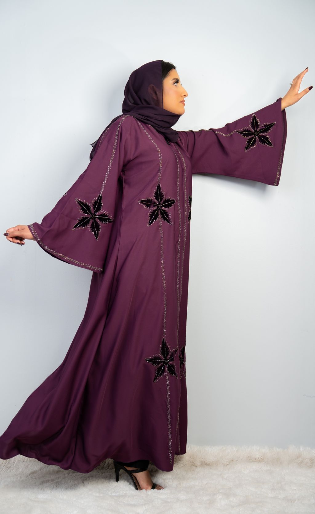 Pretty Plum Embellished Abaya