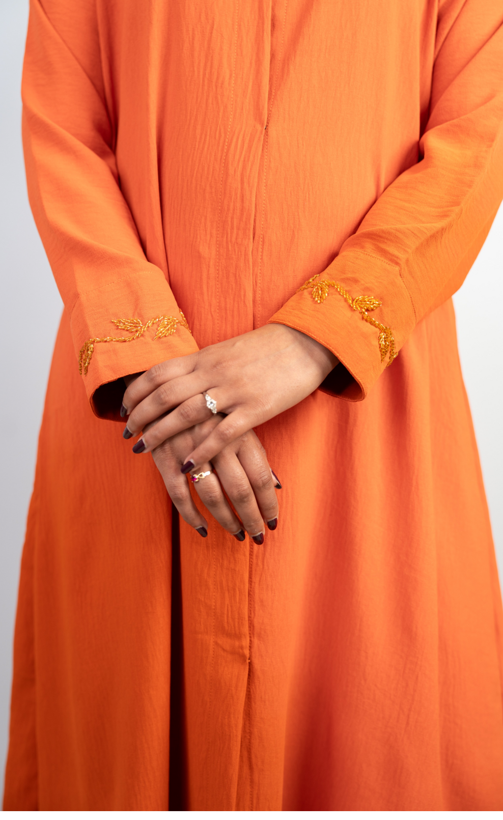 Orange Beaded Handwork 2-Piece Co-ords Set