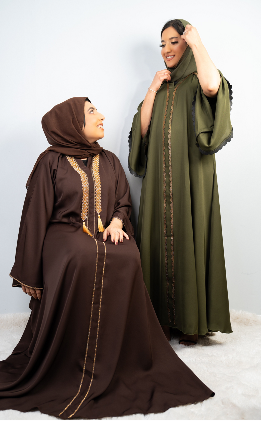 Sophisticated Olive Green Embellished Abaya