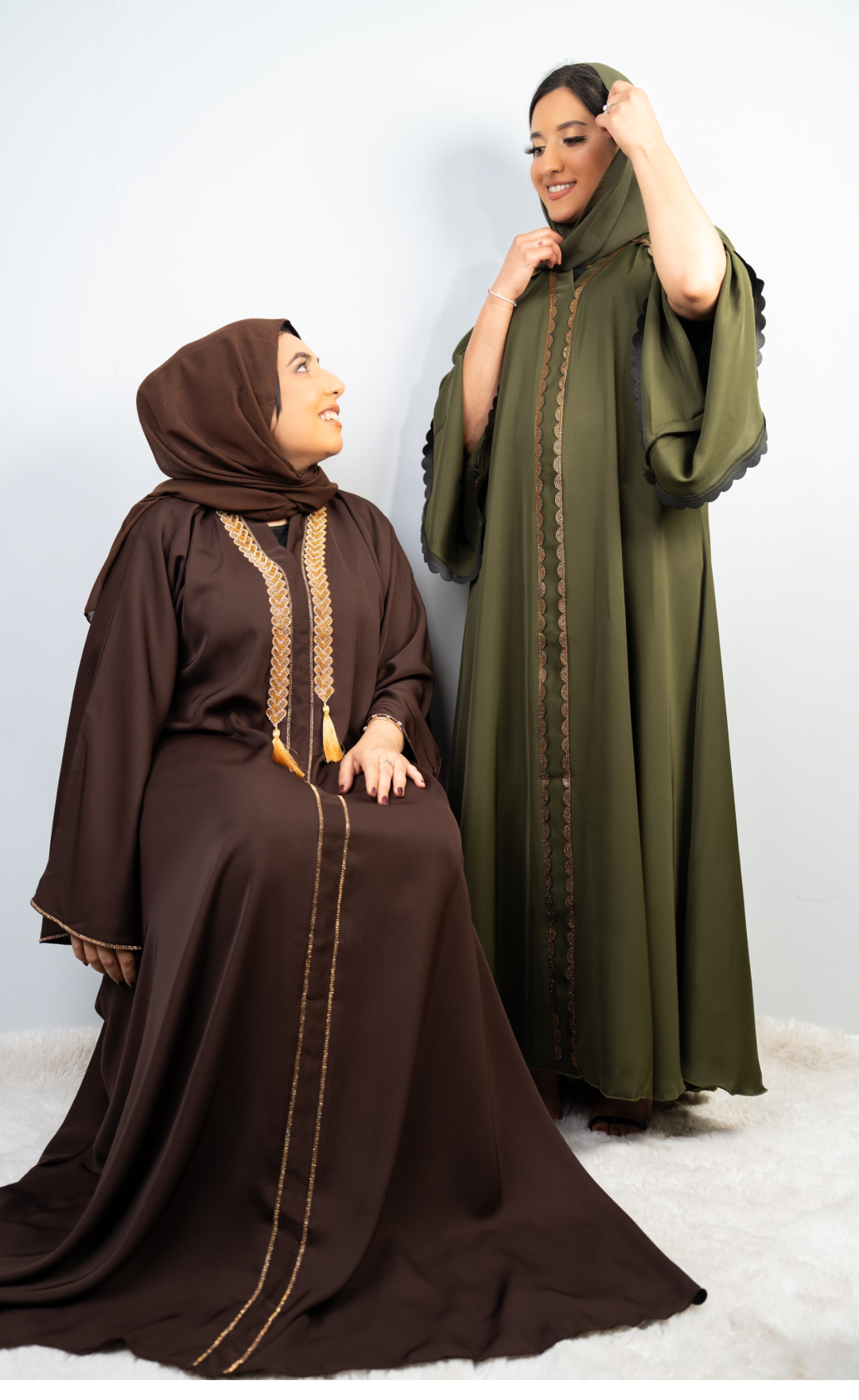 Sophisticated Olive Green Embellished Abaya