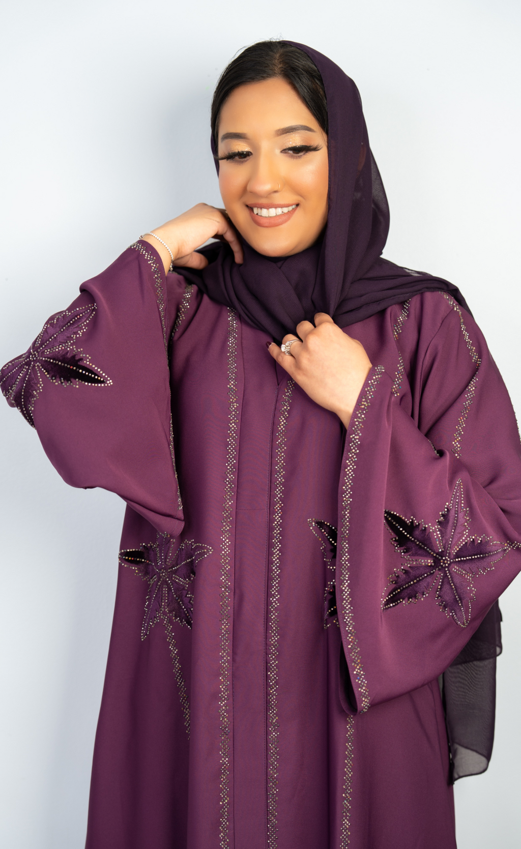 Pretty Plum Embellished Abaya