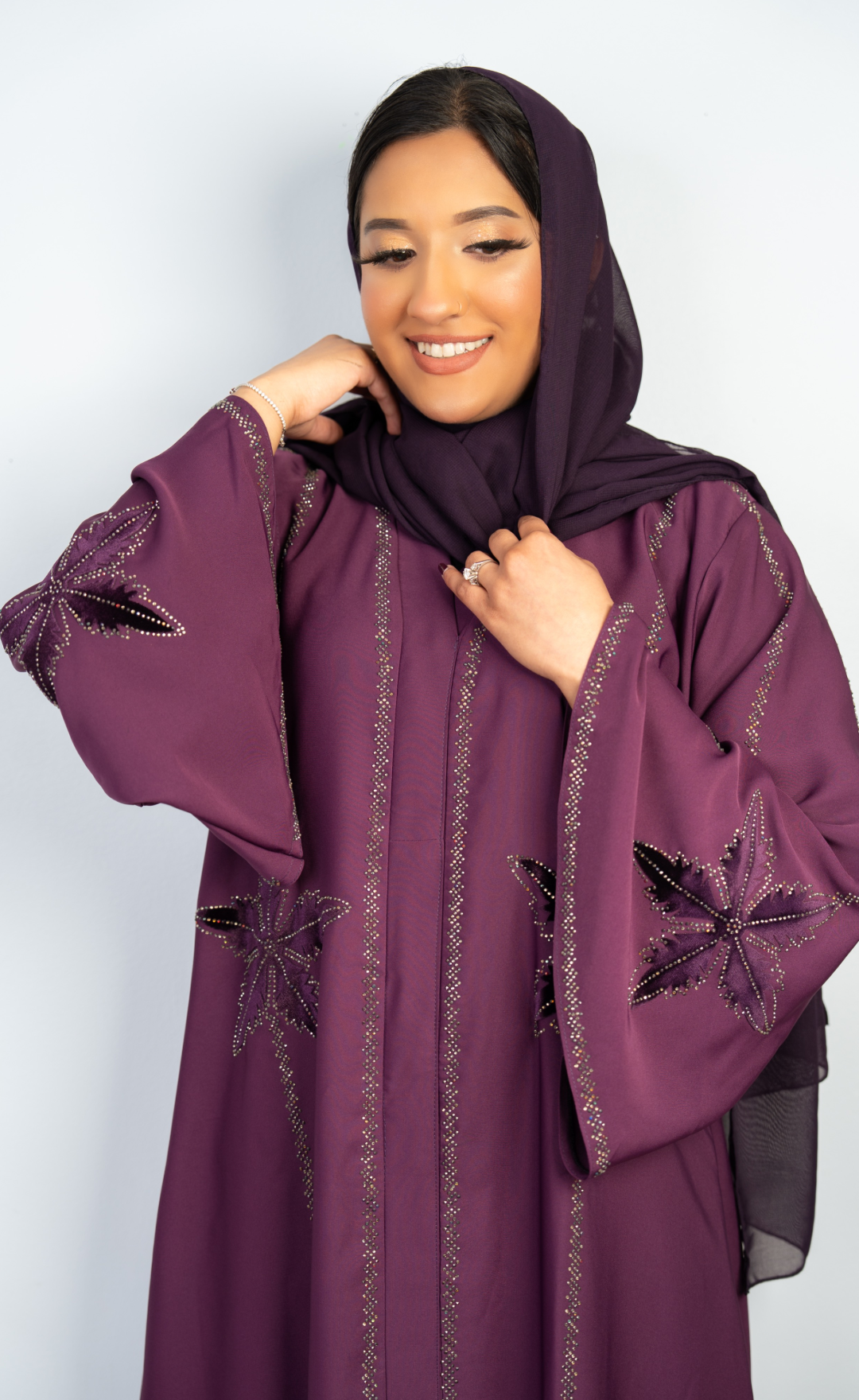 Pretty Plum Embellished Abaya
