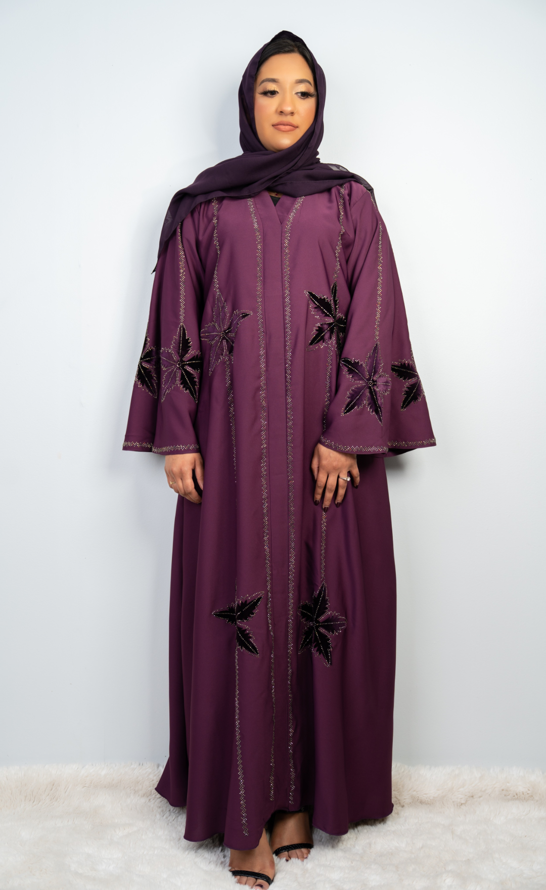Pretty Plum Embellished Abaya