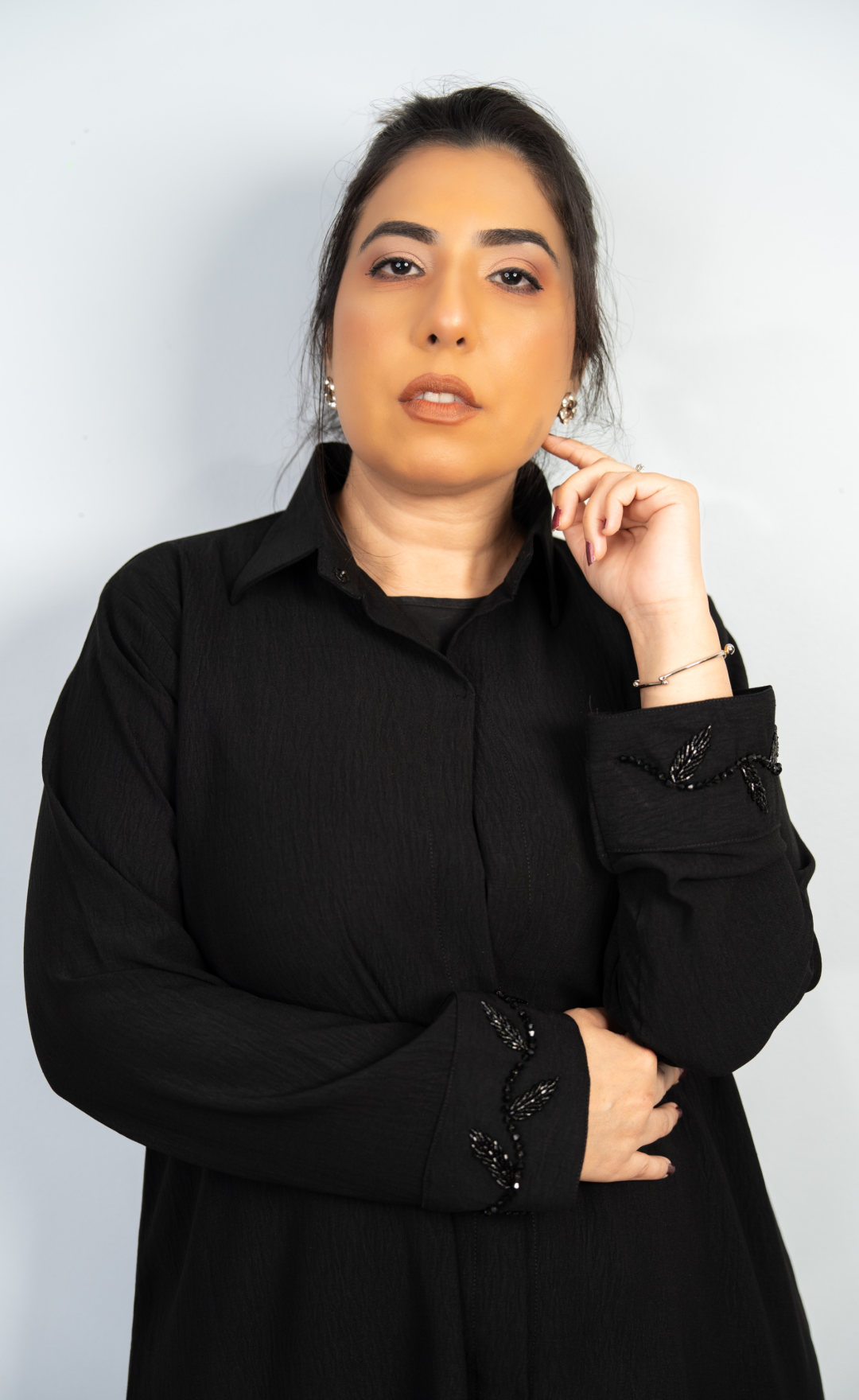 Black Beaded Hand-Embroidered Two-Piece Coord Set